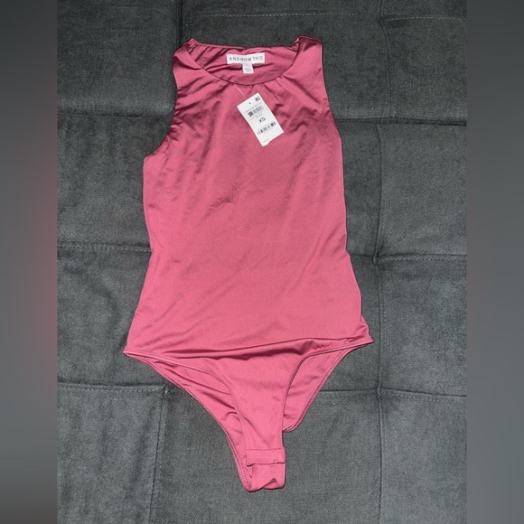 Macy's Tops - Pink Ribbed Sleeveless Bodysuit Basic Y2K Minimal Top XS